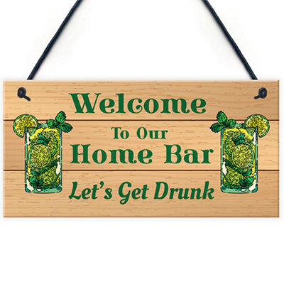Red Ocean Shabby Home Bar Sign For Garden Summerhouse Shed Hanging Sign Home Decor Gin Gift Friendship Gift from B&Q