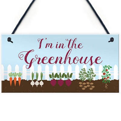 Red Ocean Im In The Greenhouse Sign Hanging Wall Door Plaque Garden Shed Summerhouse Sign Gift For Him Her Friendship Gift from B&Q