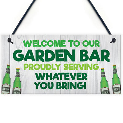 Red Ocean Funny Garden Bar Sign Welcome Home Bar Sign Garden Shed Summerhouse Plaque Home Decor Friendship Gift from B&Q
