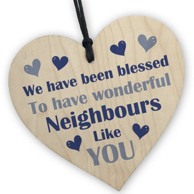 Red Ocean Handmade Wooden Hanging Heart Plaque Gift For Neighbours Keepsake For Friend Neighbour from B&Q