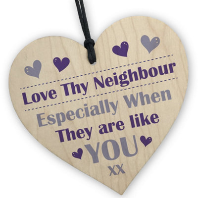 Red Ocean Neighbour Thank You Wooden HeartLove Thy Neighbour GiftBest Neighbour Present from B&Q
