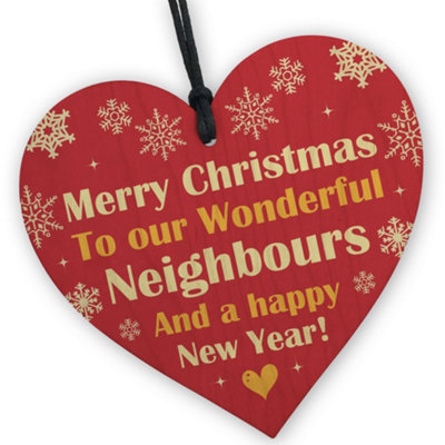 Red Ocean Neighbour Merry ChristmasWooden Hanging Heart Gift For NeighbourNeighbour Friendship Gifts For Him Her from B&Q