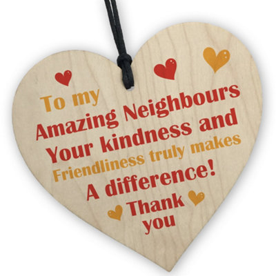 Red Ocean Thank You Gift For Neighbour Friendship Gift Wood Heart Birthday Christmas Gift For Neighbour Friend Gift For Him Her from B&Q