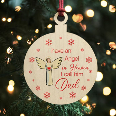 Red Ocean Remembrance Bauble Christmas Tree Decoration For Dad Wooden Plaque Memorial Gifts For Dad Keepsake from B&Q