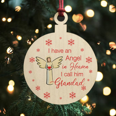 Red Ocean Remembrance Bauble Christmas Tree Decoration For Grandad Wooden Plaque Memorial Gifts For Grandad Keepsake from B&Q