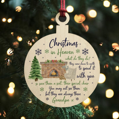 Red Ocean Christmas Bauble For Grandpa Remembrance Christmas In Heaven Christmas Tree Decoration Gift For Christmas Family Gift from B&Q