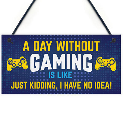 Red Ocean Funny Gamer Gift For Christmas Xmas Gaming Sign For Boys Bedroom Man Cave Novelty Games Room Sign Gift For Son Brother from B&Q