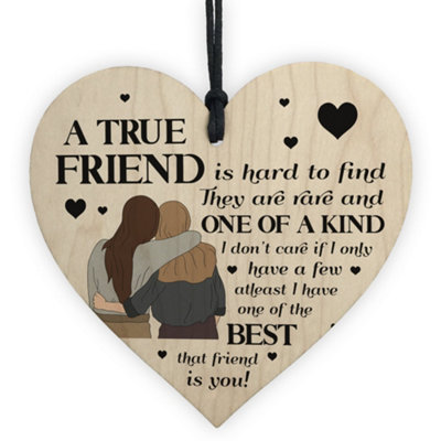 B&Q -  True Friend Plaque Friendship Gift Friendship Sign Christmas Birthday Gift For Friend Wooden Heart