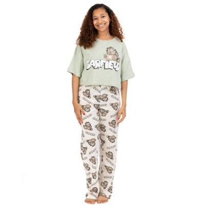 Vanilla Underground Garfield Womens Green All-Over Print Short Sleeve Long Leg Pyjama Set (Large) from B&Q