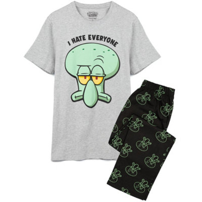 Vanilla Underground Spongebob Squarepants Mens Grey Squidward Short Sleeve Long Leg Pyjama Set (X-Large) from B&Q