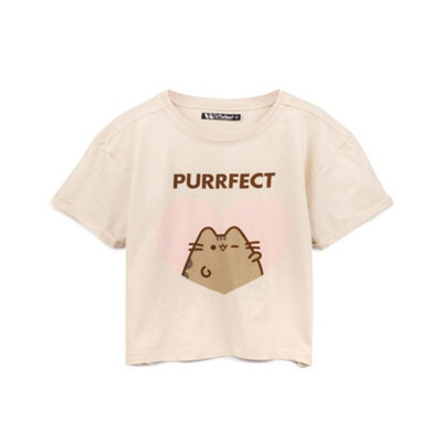 Vanilla Underground Pusheen Womens Beige Pusheen The Cat Short Sleeved T-Shirt (X-Large) from B&Q