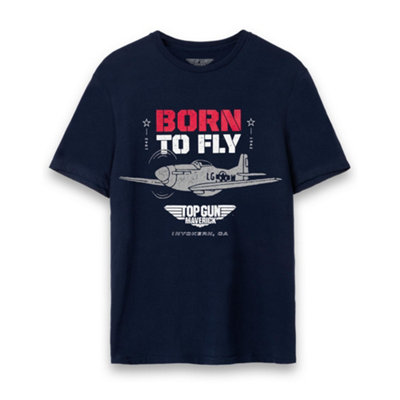 Vanilla Underground Top Gun Mens Blue Born To Fly Graphic Print Short Sleeved T-Shirt (Xx-Large) from B&Q