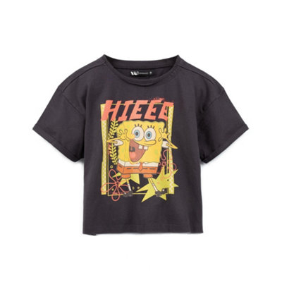 Vanilla Underground Spongebob Squarepants Womens Grey Character Cropped Short Sleeved T-Shirt (Xx-Large) from B&Q