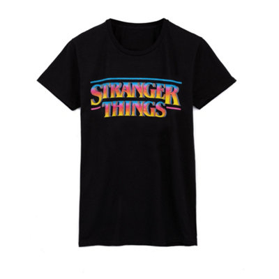 B&Q -  Stranger Things Mens Black Retro Logo Short Sleeved T-Shirt (Xx-Large)