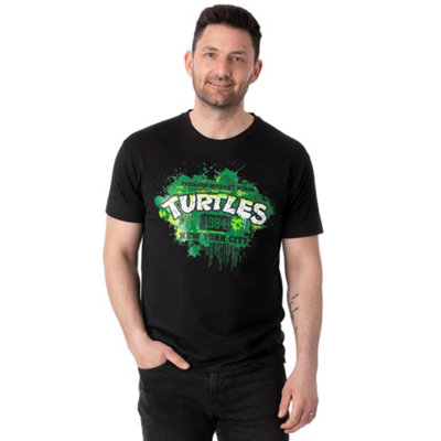 B&Q -  Teenage Mutant Ninja Turtles Mens Black 1984 New York City Short Sleeved T-Shirt (Large)