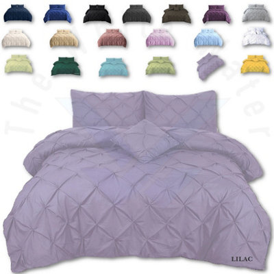 TheWhiteWater Limited Pintuck Duvet Cover Set + Matching PillowcasesHand Stitches Quilt Bedding SetLilac from B&Q