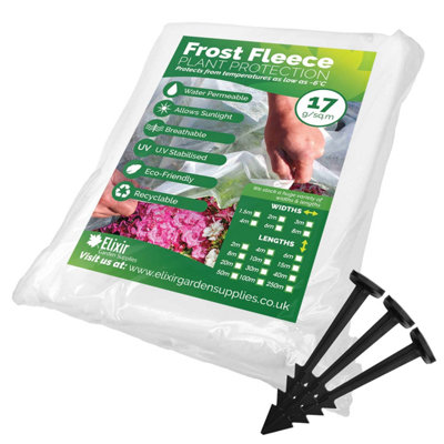 Elixir Garden Supplies Elixir Gardens Frost Fleece 8M X 35M + 70 Standard Pegs from B&Q