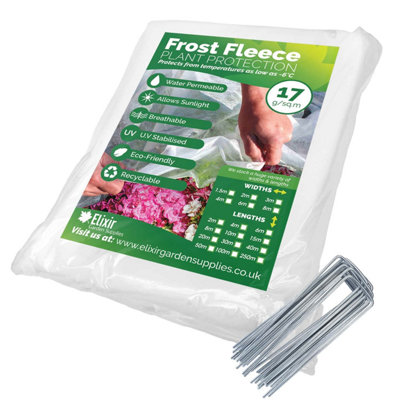 Elixir Garden Supplies Elixir Gardens Frost Fleece 1.5M X 40M + 80 Staples from B&Q