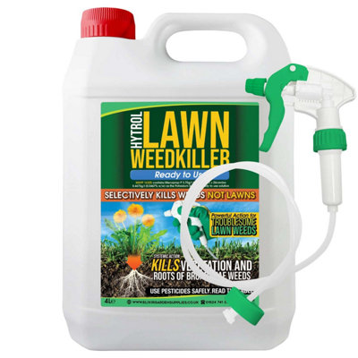 Elixir Garden Supplies Elixir Gardens Hytrol Selective Lawn Weedkiller & Herbicide Kills Weeds Not Grass 4L Ready To Use X12 from B&Q
