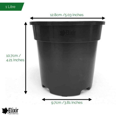 B&Q -  Elixir Gardens 1L Black Recycled Plastic Plant Pot X500