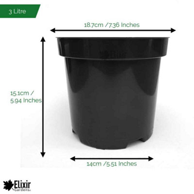 B&Q -  Elixir Gardens 3L Black Recycled Plastic Plant Pot X400
