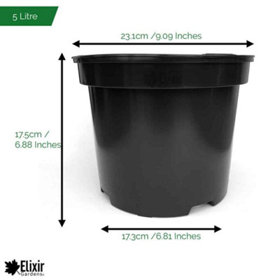 B&Q -  Elixir Gardens 5L Black Recycled Plastic Plant Pot X300