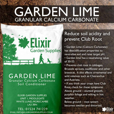 Elixir Garden Supplies Elixir Gardens Garden Lime Granular Limestone Calcium Magnesium Soil Conditioner X4Kg Bag from B&Q