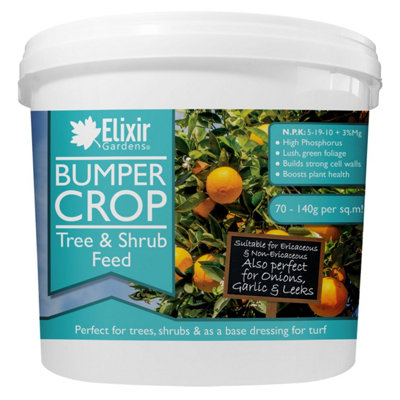 Elixir Garden Supplies Elixir Gardens Bumper Crop TreeShrub & Hedge Fertiliser Slow Release Phosphorus Root Feed X5Kg Tub from B&Q
