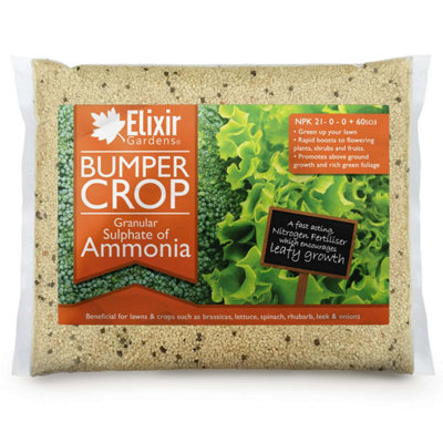 Elixir Garden Supplies Elixir Gardens Bumper Crop Sulphate Of Ammonia Granular Fertiliser For Alkaline Soils X1Kg Bag from B&Q