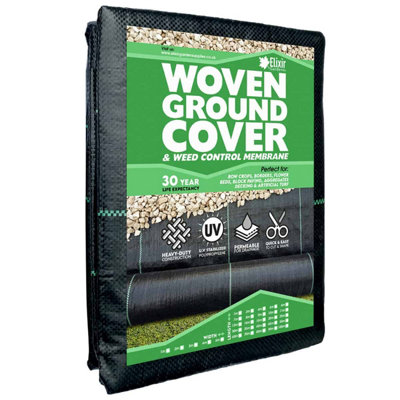 Elixir Garden Supplies Elixir Gardens Woven Weed Membrane Ground Cover 2M Wide. 2M X 90M from B&Q