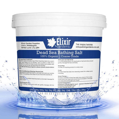 Elixir Garden Supplies Dead Sea Bathing Bath Salt Coarse Grade Supplied In A Resealable Tub 500G from B&Q