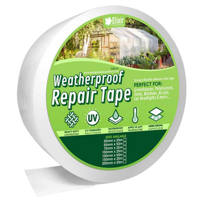 Elixir Garden Supplies Strong Clear Uv Polythene Weatherproof Repair Tape For Polytunnel/greenhouse 75mm Wide X2 from B&Q