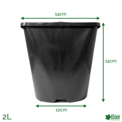 B&Q -  Elixir Gardens 2L Strong Square Black Plant Pots X400