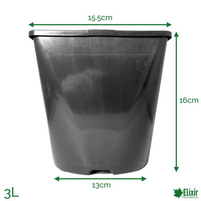 B&Q -  Elixir Gardens 3L Strong Square Black Plant Pots X1000