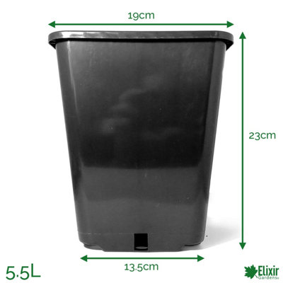 B&Q -  Elixir Gardens 5.5L Strong Square Black Plant Pots X10