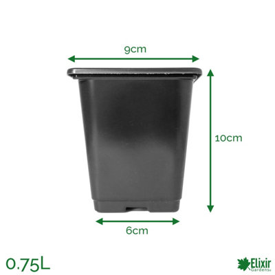 B&Q -  Elixir Gardens 0.75L Strong Square Black Plant Pots X300