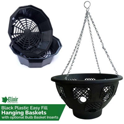 B&Q -  Elixir Gardens 14Inch Hanging Basket With Black Bulb Basket (26Cm) X 25