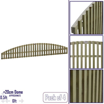 Premier Garden Supplies Florence Vertical Slatted (Pack Of 4) Width: 6Ft X Height: 0.5Ft Arched Fence Panel/topper/trellis from B&Q