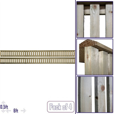 Premier Garden Supplies Tuscany Vertical Slatted (Pack Of 4) Width: 6Ft X Height: 0.5Ft Flat Capped Fence Panel/topper/trellis from B&Q