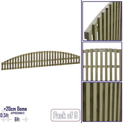Premier Garden Supplies Florence Vertical Slatted (Pack Of 5) Width: 6Ft X Height: 0.5Ft Arched Fence Panel/topper/trellis from B&Q