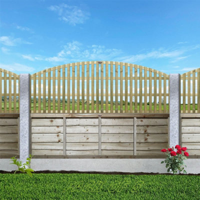 B&Q -  Premier Florence Wooden Trellis Panel 6Ft X 1.5Ft (5 Pack) Vertical Slatted Decorative Arched Fence Privacy Topper Climbing Plants