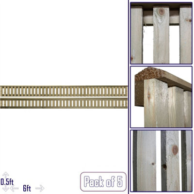 Premier Garden Supplies Tuscany Vertical Slatted (Pack Of 5) Width: 6Ft X Height: 0.5Ft Flat Capped Fence Panel/topper/trellis from B&Q