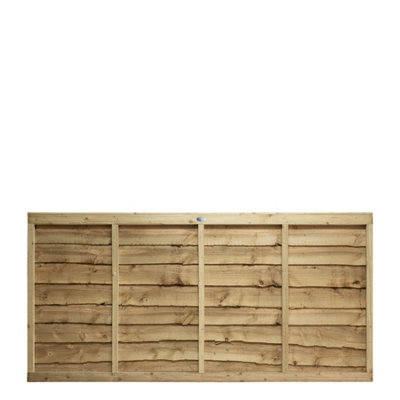 Premier Garden Supplies Premier Lap Wooden Fence Panel 6Ft X 3Ft (4 Pack) Overlapping Waney Larch Pressure Treated Fencing from B&Q