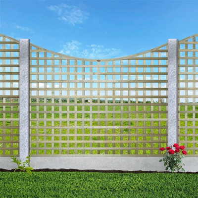 Premier Garden Supplies Concave Top Wooden Trellis Panel 6Ft X 5Ft (3 Pack) Privacy Square Lattice Fencing Screen Divider For Climbing Plant Support from B&Q