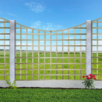 Premier Garden Supplies Concave Top Wooden Trellis Panel 6Ft X 5Ft (4 Pack) Standard Square Lattice Fencing Screen Divider For Climbing Plant Support from B&Q