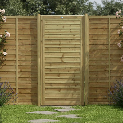 Premier Garden Supplies Garden Gate Waney Larch Lap H.5Ft X W.3Ft Fully Framed Wooden Pressure Treated Pedestrian Affordable Timber Garden Door from B&Q