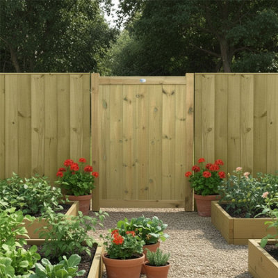 Premier Garden Supplies Decorative Garden Gate Ultimate Tongue & Groove H.4Ft X W.3Ft Vertical Smooth-Planed Fully Framed Treated Timber Door from B&Q