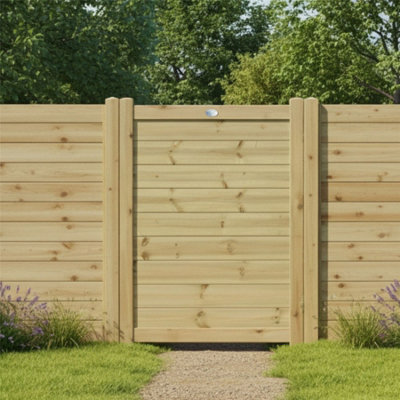 Premier Garden Supplies Decorative Garden Gate Ultimate Tongue & Groove H.4Ft X W.3Ft Horizontal Smooth-Planed Fully Framed Treated Timber Door from B&Q