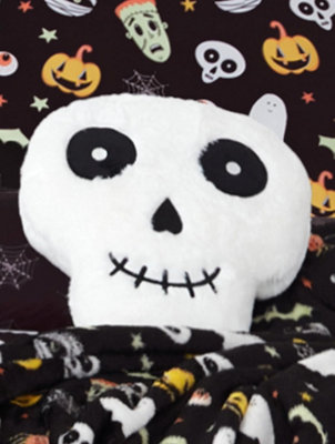 Rackhams Dark Spooky Halloween Skull Cushion - Polycotton - Double - Fun - Image 6
