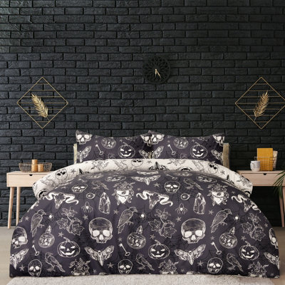 B&Q Smart Living Luxury Soft Reversible Mystical Gothic Duvet Cover & Pillowcases Dark